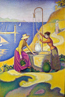 Women at the Well by Paul Signac — beach oil painting wall art, Pointillism