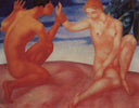 Youth (Kiss) by Kuzma Petrov-Vodkin — colors oil painting wall art, Symbolism