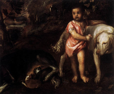 Youth with Dogs in hallway