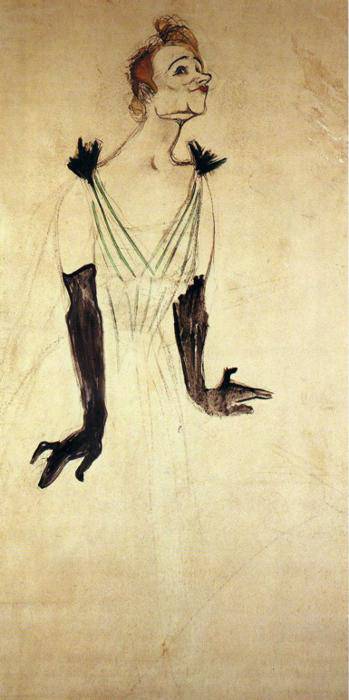 Yvette Guilbert Taking a Curtain Call by Henri de Toulouse-Lautrec, hand-painted portrait oil painting reproduction on canvas