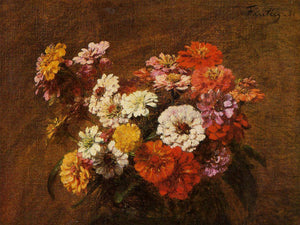 Zinnias in a Vase - Henri Fantin-Latour